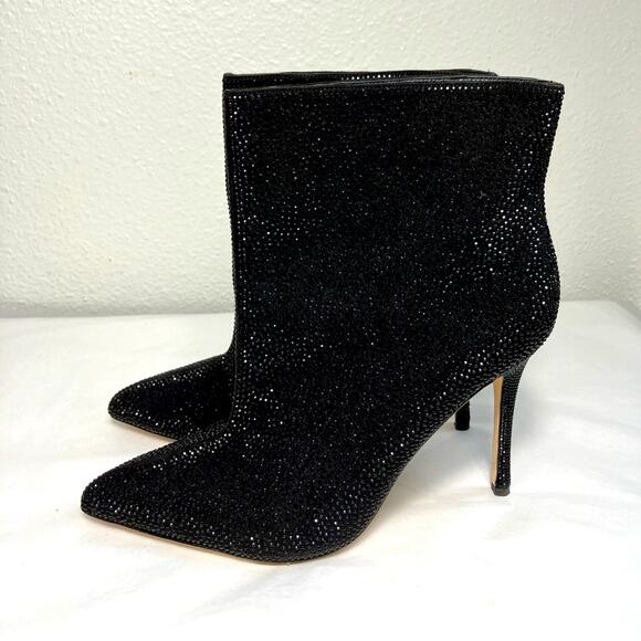 L'Agence Mariette Rhinestone Strassed Ankle Boot Size 6.5 Stiletto Bootie bling‎ - Picture 1 of 7